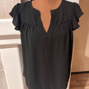 LOFT Black Ruffle Sleeve Blouse good condition-size small- a staple!